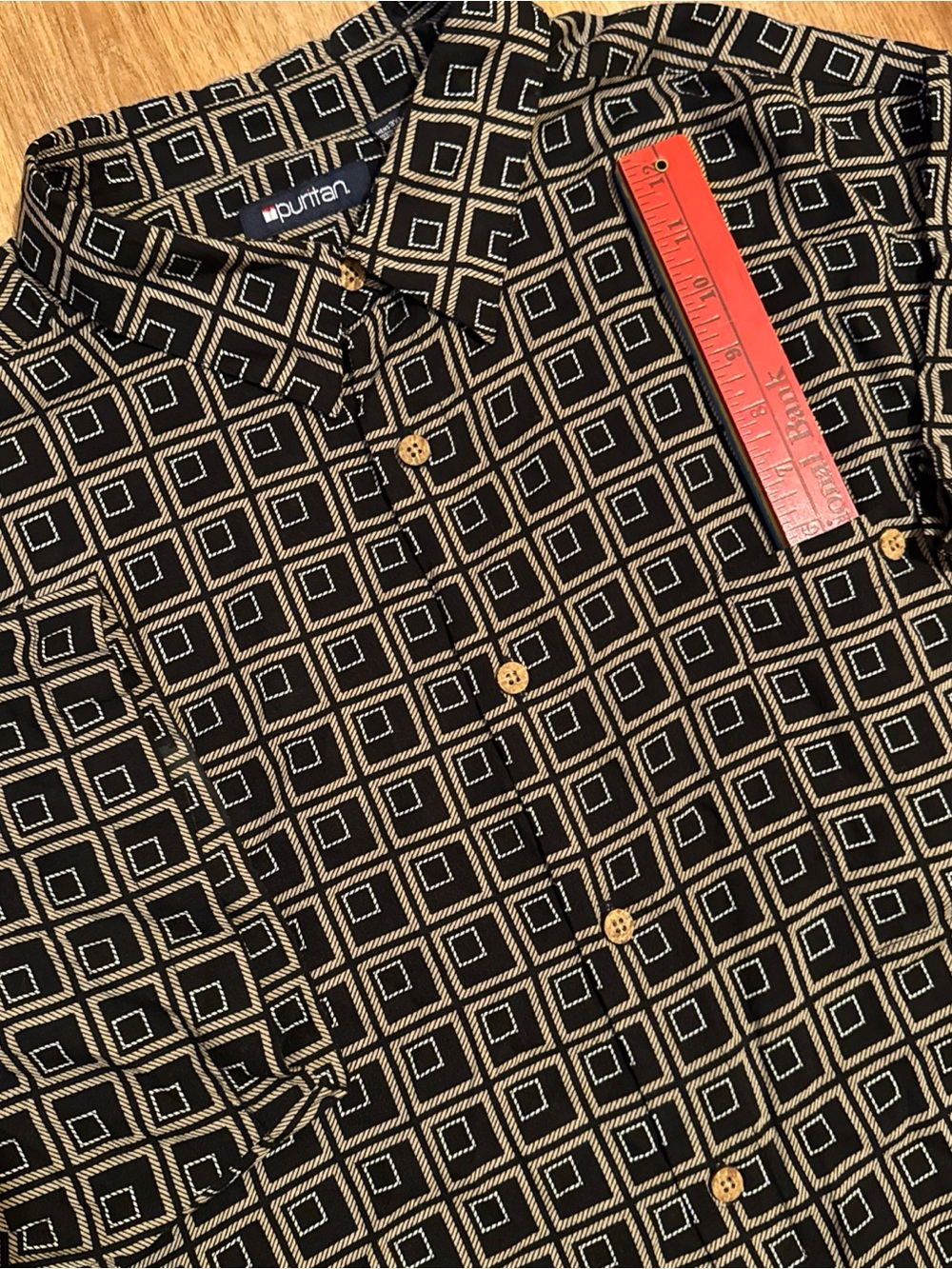 Puritan Hawaiian Shirt 3XL Short Sleeve Button Up Tropical Geometric Viscose Art